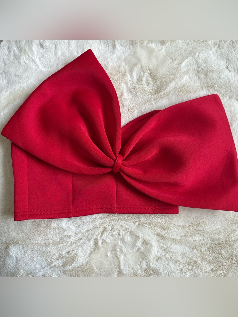 Vici Red Bow Strapless Crop Top